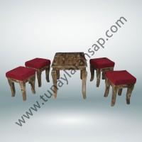 dg0016 Mayda Ahşap Tabure Takımı